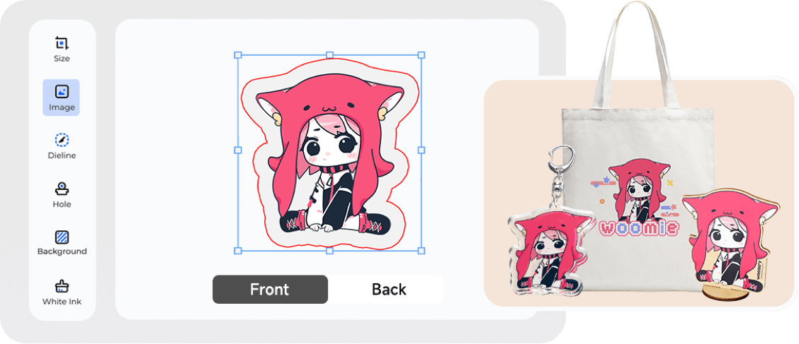 Choose from over 600 grade-A products, use our free editor and mockup to design products, set sale price as you wish.